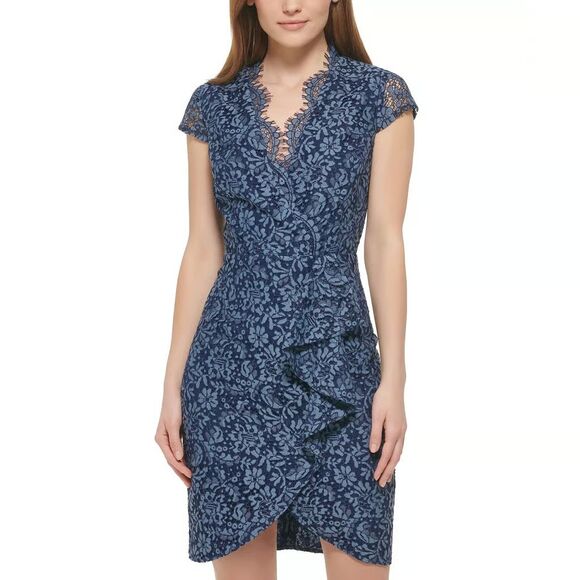 Vince Camuto Petite Bodycon Lace Dress, Navy, Size 0P - Picture 1 of 2